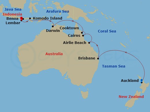 16-night Australia: Brisbane, Komodo & Cairns to Bali Cruise