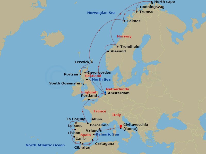 28-night North Cape, The Midnight Sun & Iberian Adventure Cruise
