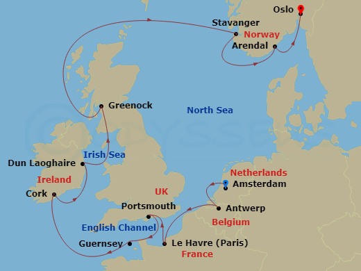 12-night Northern Capitals and Icons Voyage  Itinerary Map