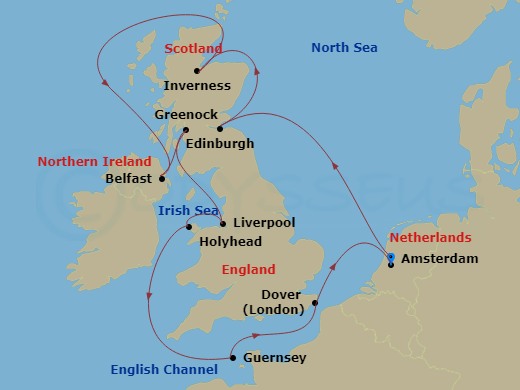 12-night British Isles Cruise Itinerary Map
