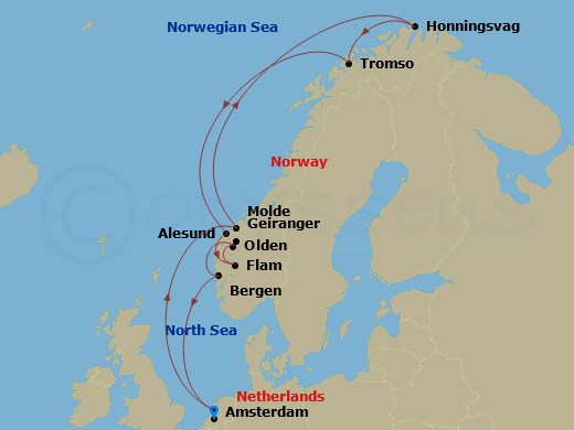 13-night Arctic Circle Cruise Itinerary Map