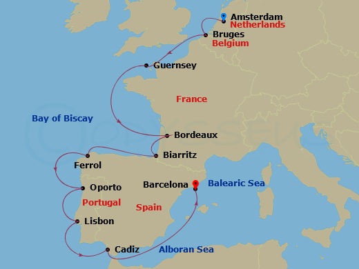 12-night Dreams of Bordeaux Cruise Itinerary Map
