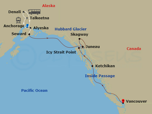 12-night Alaska Mountain Medley Cruisetour #5B