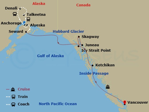 12-night Alaska Mountain Medley Cruisetour 5B