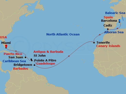 17-night A Journey from Barcelona to Miami Cruise