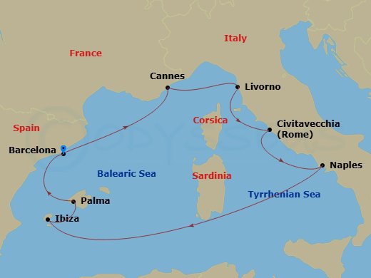 9-night Mediterranean Cruise: Italy, France & Spain