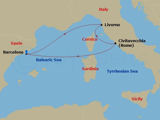 5-night Mediterranean Cruise Itinerary Map