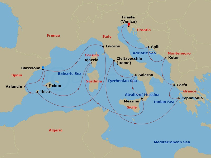 Itinerary map