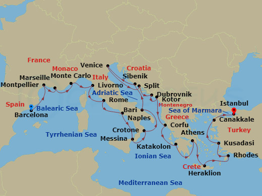 28-night Mediterranean's Iconic Shores Cruise