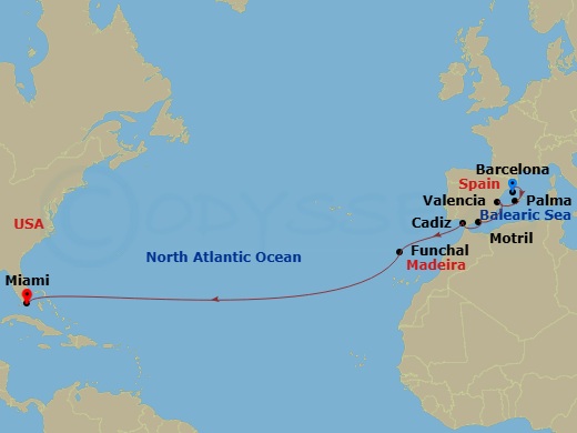 14-night Transatlantic Cruise: Valencia & Seville