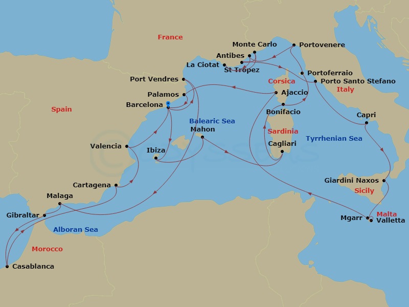 30-night Spain, Italy & Tyrrhenian Treasures Cruise