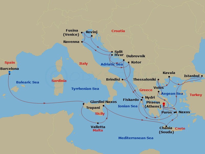 30-night Barcelona to Athens (Piraeus) Cruise