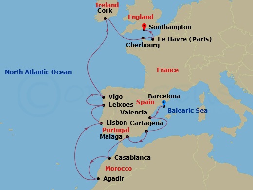 16-night Spain, Morocco, Portugal & France Cruise