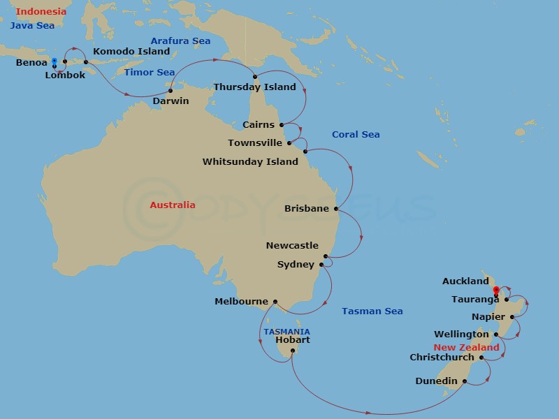 30-night Australia, New Zealand & Indonesia Cruise