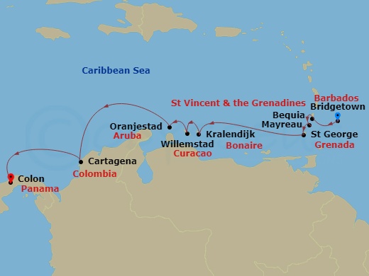 11-night Colombian and Southern Caribbean Coastlines Cruise