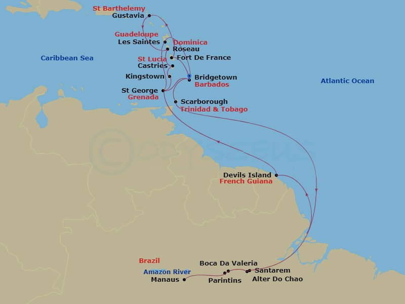 25-night Amazing Amazon to Antilles Voyage