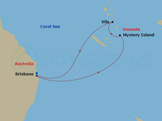 7-night South Pacific Cruise Itinerary Map