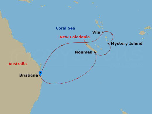 8-night South Pacific Cruise Itinerary Map
