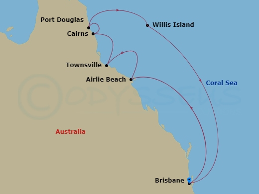 8-night Queensland Cruise Itinerary Map