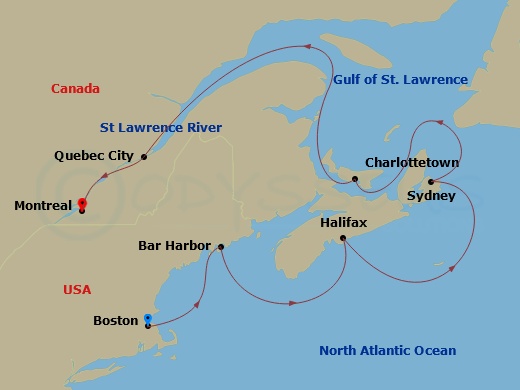 7-night Canada & New England Discovery Cruise Itinerary Map