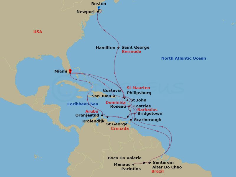 41-night Caribbean & Amazon Icons Voyage
