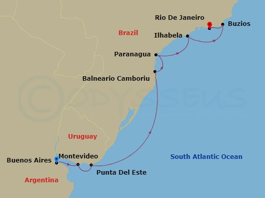 12-night South America Cruise Itinerary Map