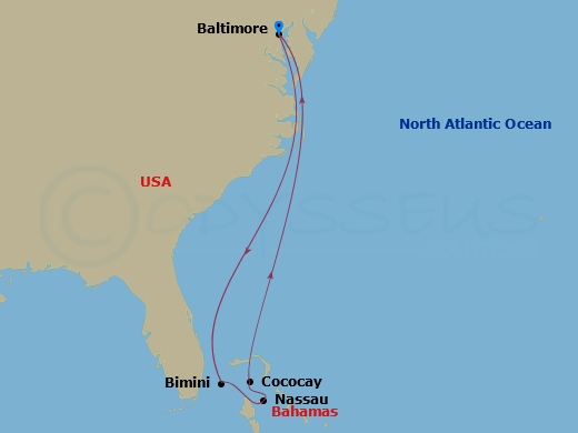 8-night Bahamas & Perfect Day Cruise Itinerary Map