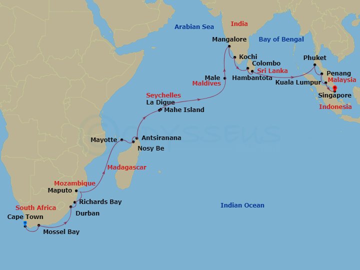 33-night Intriguing Indian Ocean - 2025 World Cruise Segment