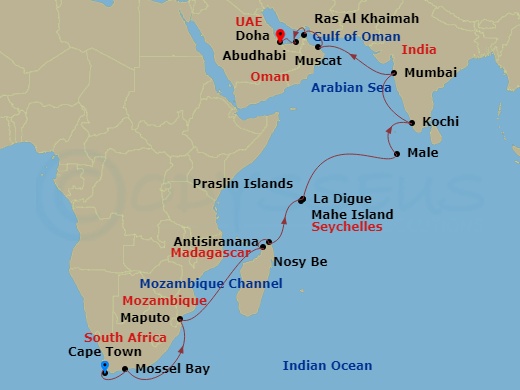 32-night Africa, Seychelles, India and the Middle East Cruise