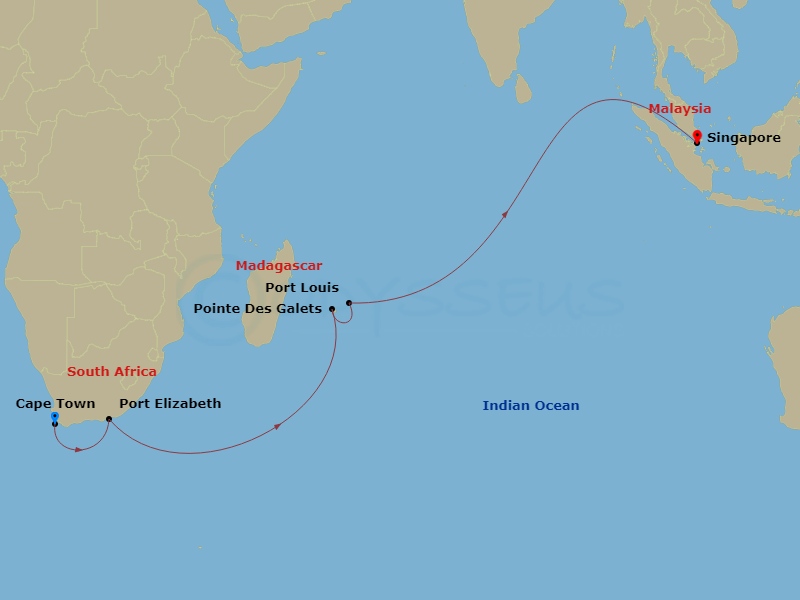 17-night Cape Town to Singapore Cruise