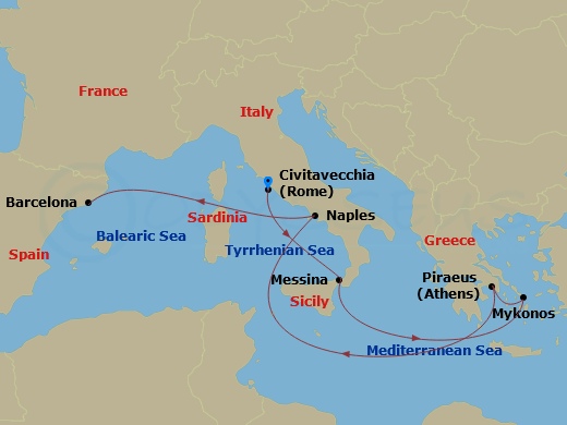 7-night Mediterranean With Greek Isles Cruise From Civitavecchia