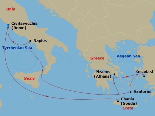 9-night Mediterranean With Greek Isles Cruise From Civitavecchia