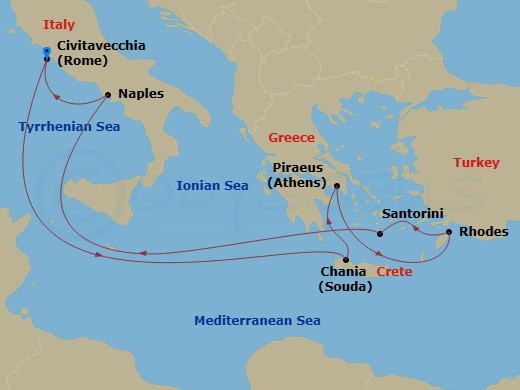 9-night Mediterranean With Greek Isles Cruise From Civitavecchia