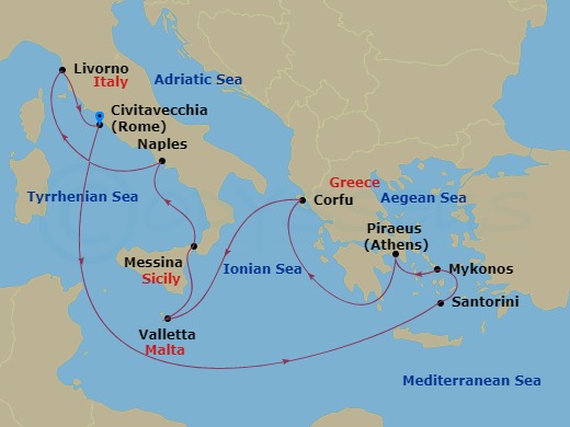 10-night Greek Isles: Santorini, Athens & Florence Cruise