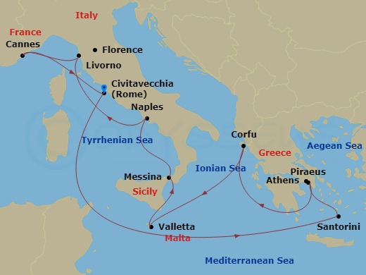 10-night Greek Isles: Santorini, Athens & Florence Cruise