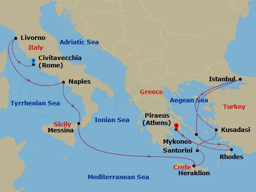 11-night Greek Isles: Santorini, Rhodes & Istanbul Cruise