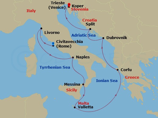 9-night Mediterranean: Italy, Greece, Croatia & Malta Cruise