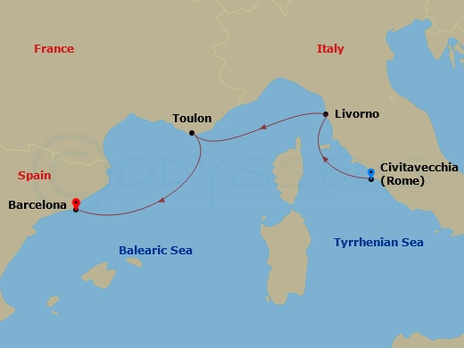 7-night Mediterranean Tapestry Cruise Itinerary Map