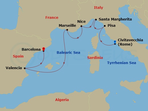 7-night Italy, Spain & French Riviera Cruise