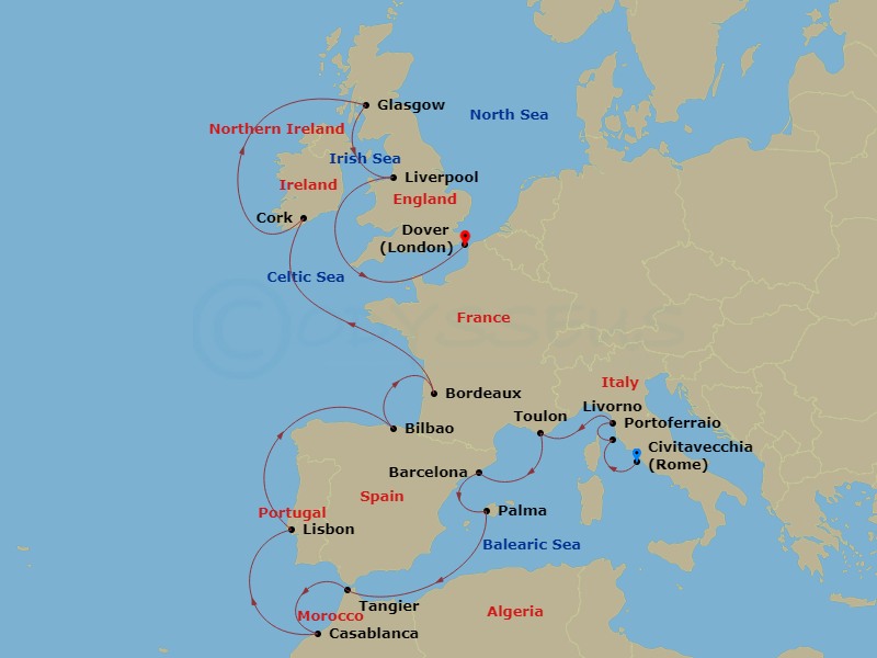 20-night World Cruise Segment-Rome (Civitavecchia) To London (Dover)