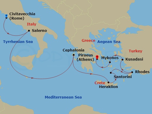 10-night Greek Isles & Turkey Cruise Itinerary Map