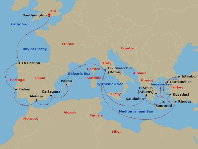 25-night Turkey, Greek Isles, Mediterranean & Western EuropeCruise
