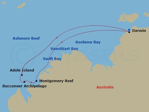 10-night Northern Australia Expedition Cruise Itinerary Map