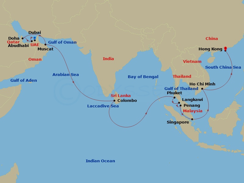 24-night The Emirates to Hong Kong Cruise