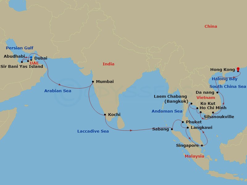 31-night Arabia, India, Thailand, Cambodia & Vietnam Cruise