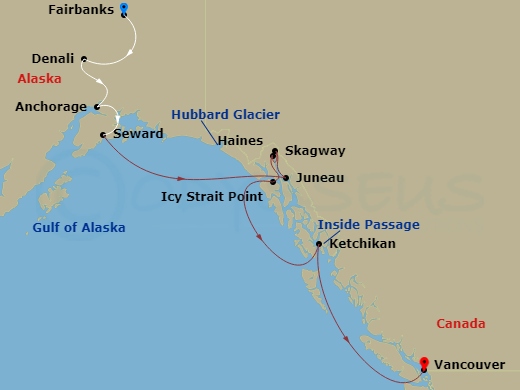 10-night Alaska Interior Express Pre-Cruise Cruisetour #2B