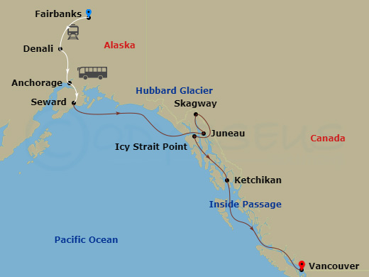 10-night Alaska Gold Rush Adventure Cruisetour #2B