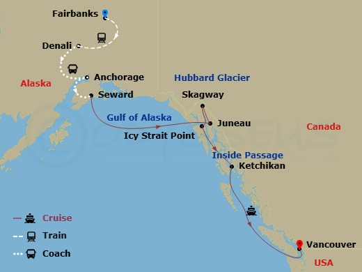 10-nights Alaska Interior Express Cruisetour #2B