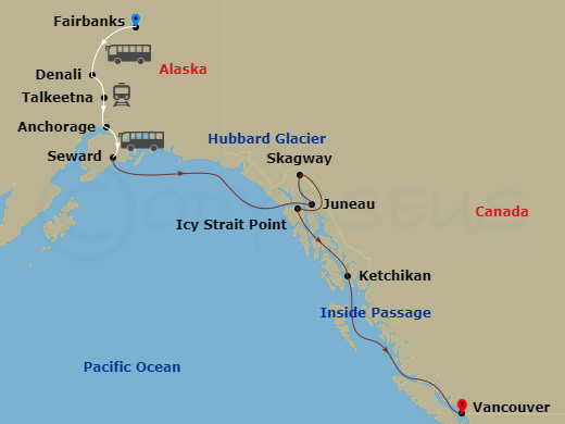 13-night Grand Mountain Marvels Pre-Cruise Cruisetour #7B Itinerary Map