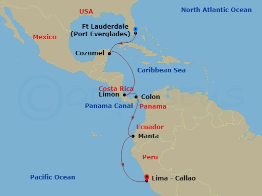 13-night 2026 World Cruise: Chapter 1 Itinerary Map
